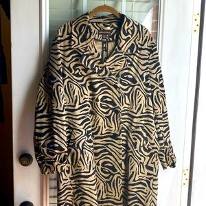 Dana Buchman Trench Black Tan Trench Coat Sz XL